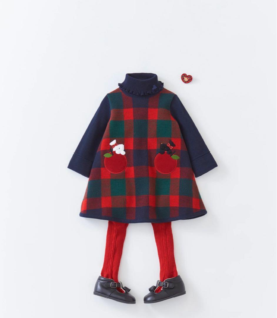 美品　ファミリア　80 チェック柄ワンピース