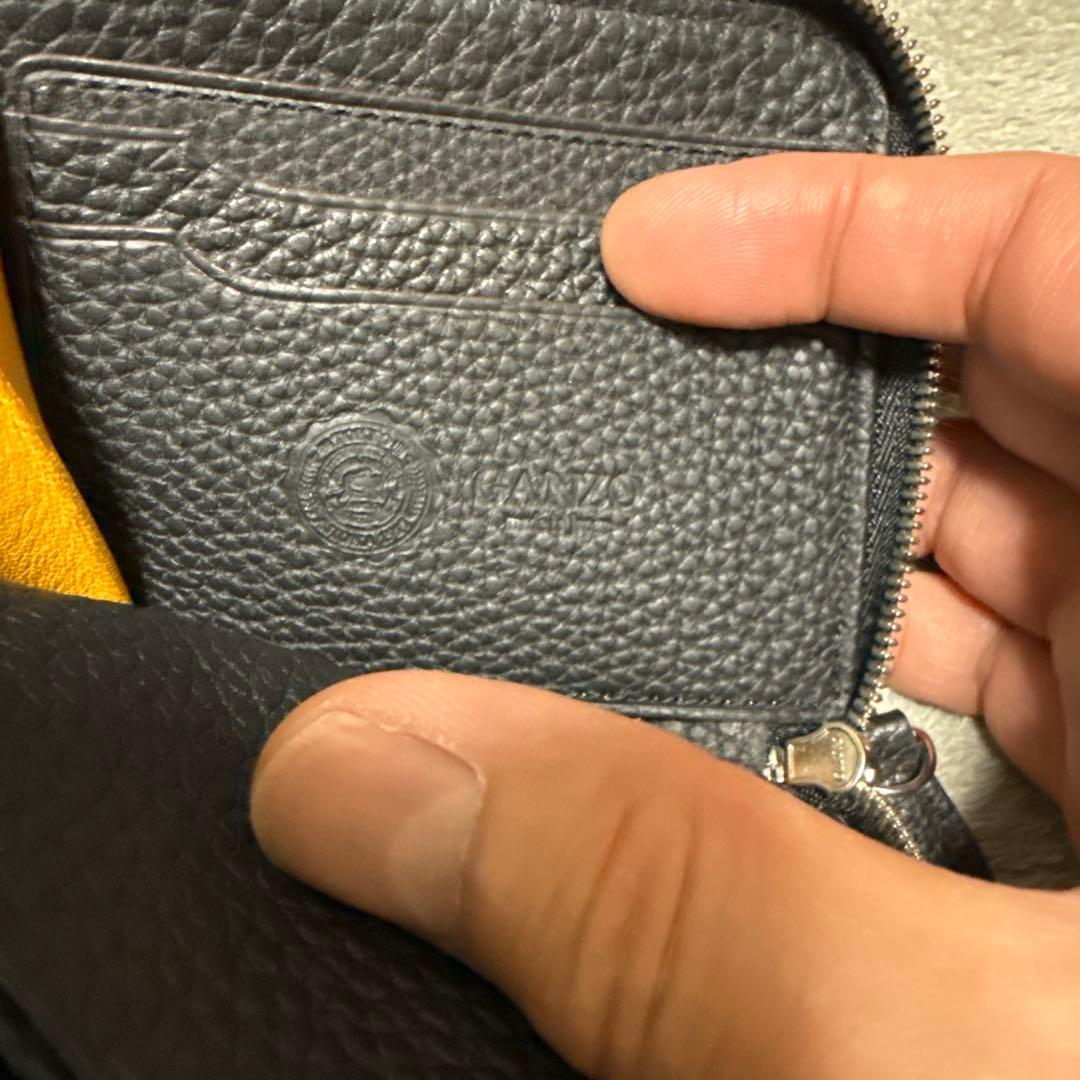 GANZO フレンチカーフ Lファスナー二つ折り財布 ブラック