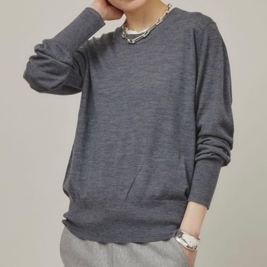 美品★　カレンソロジー　ファインウールクルーニットプルオーバー　グレー