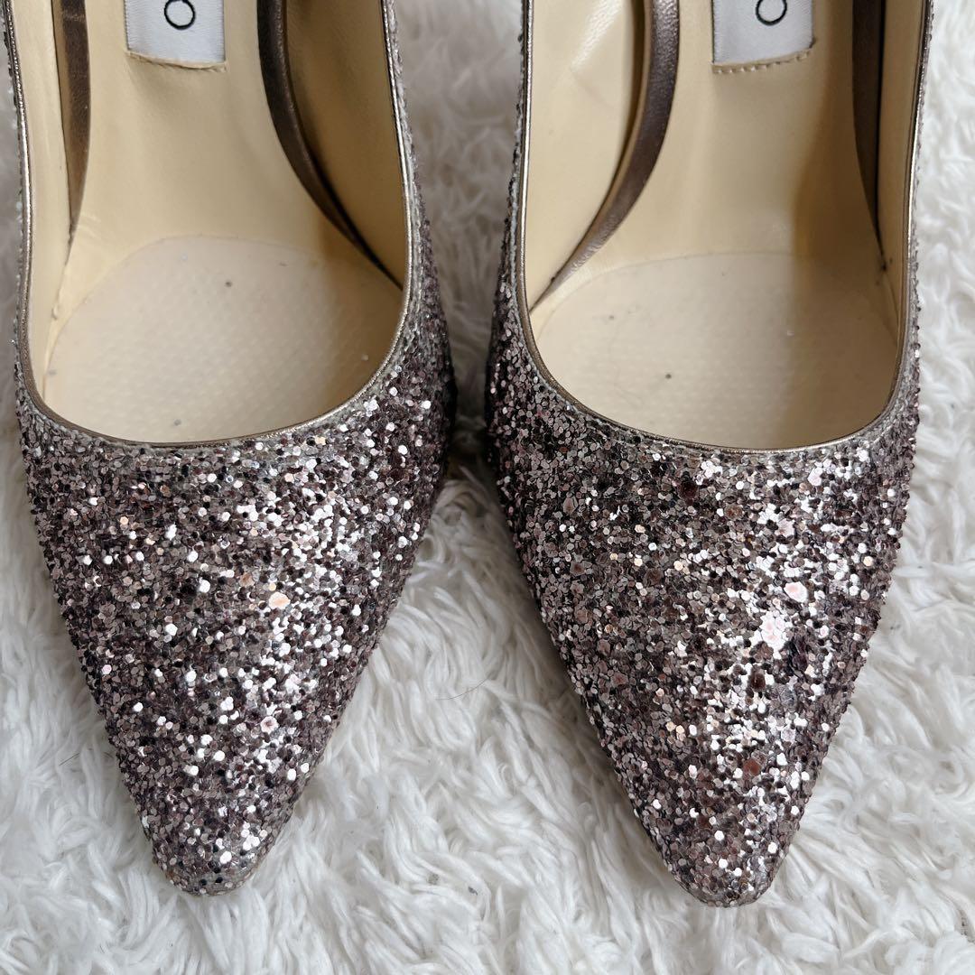 未使用級 jimmy choo グリッター ピンヒール 結婚式 箱つき パンプス