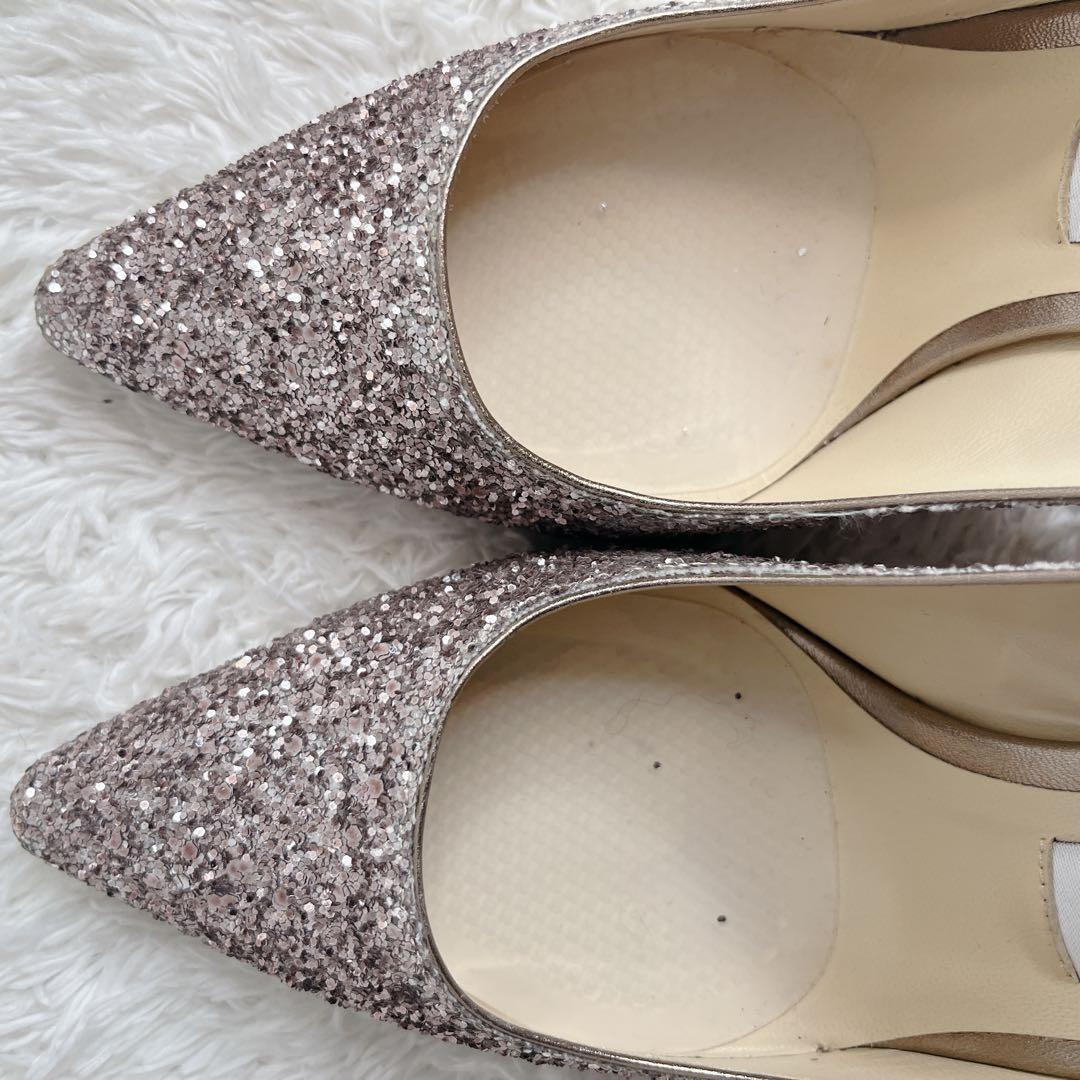 未使用級 jimmy choo グリッター ピンヒール 結婚式 箱つき パンプス