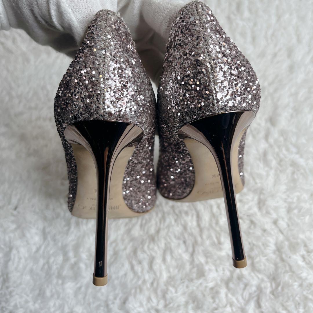 未使用級 jimmy choo グリッター ピンヒール 結婚式 箱つき パンプス