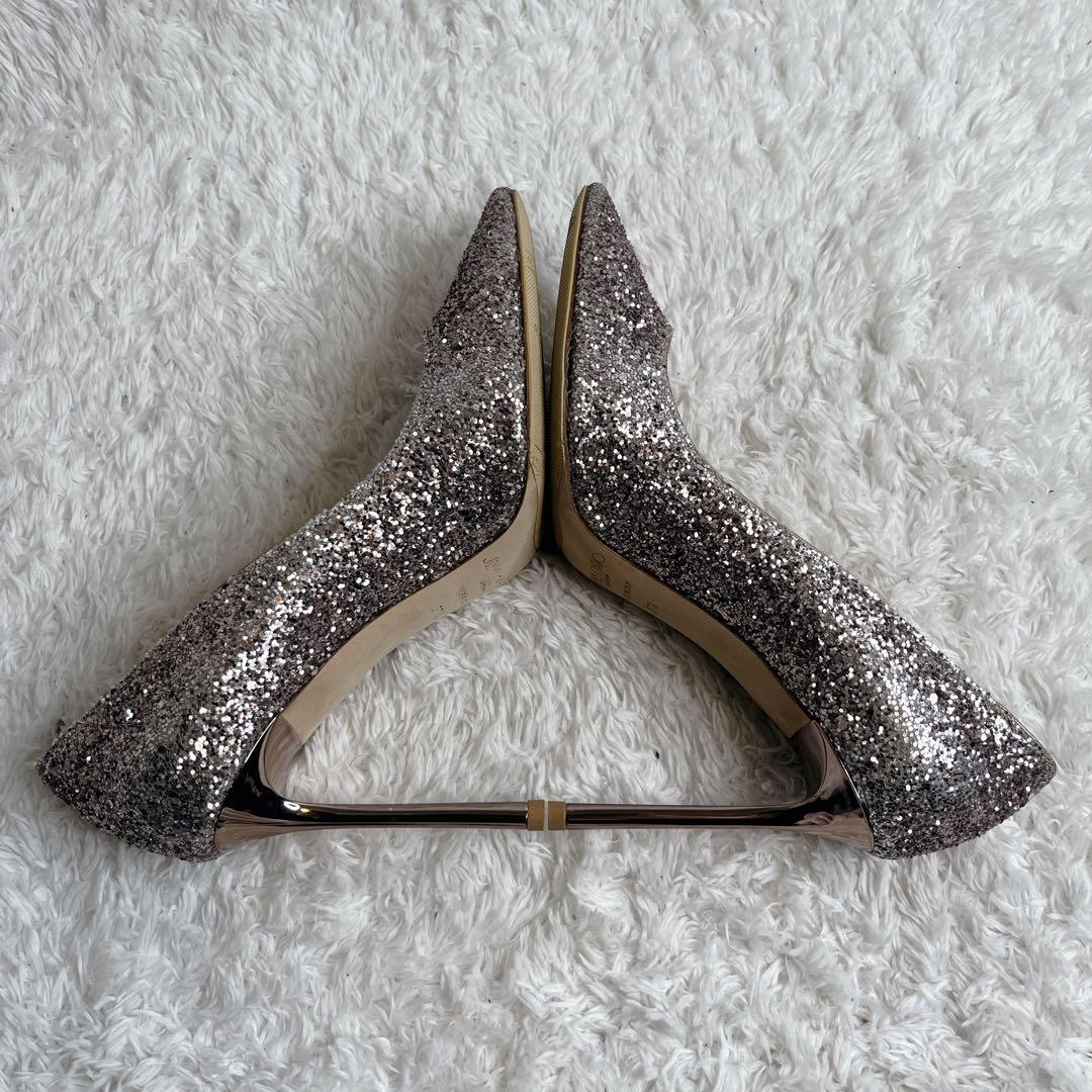 未使用級 jimmy choo グリッター ピンヒール 結婚式 箱つき パンプス
