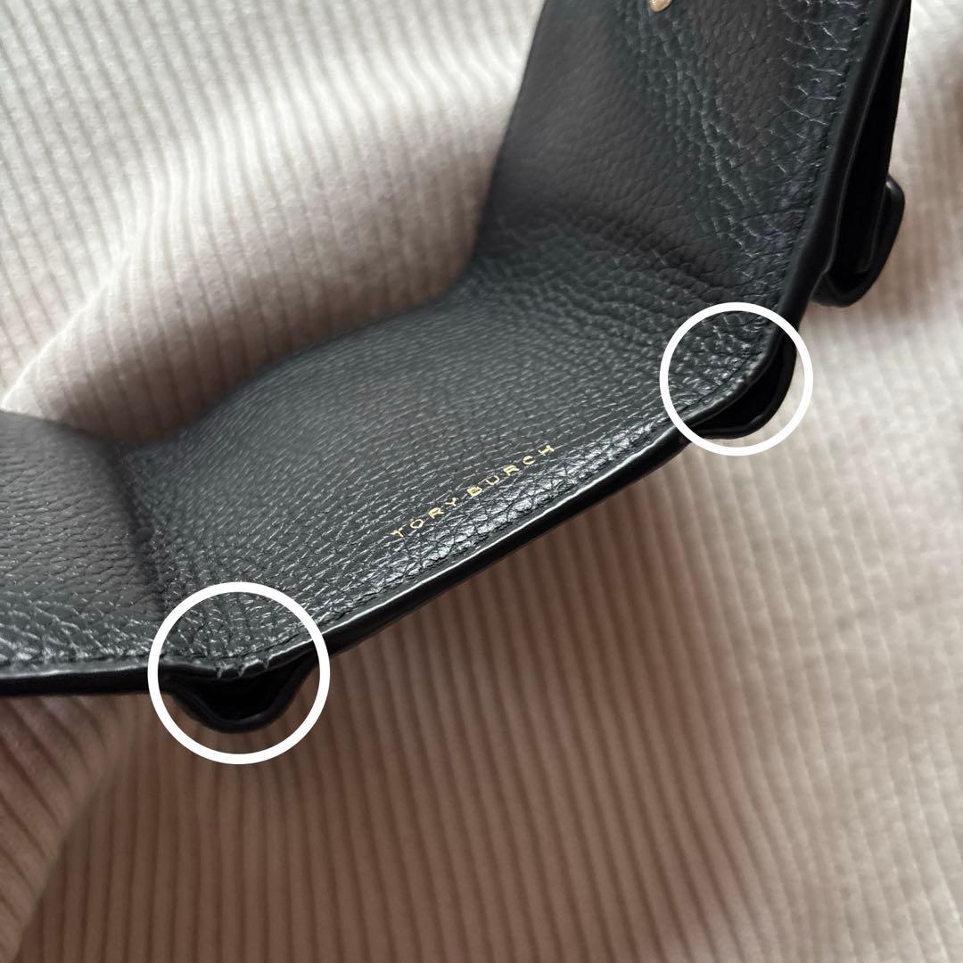 【ペコ】トリーバーチ　三つ折り財布　財布　レザー　コンパクト　ブラック