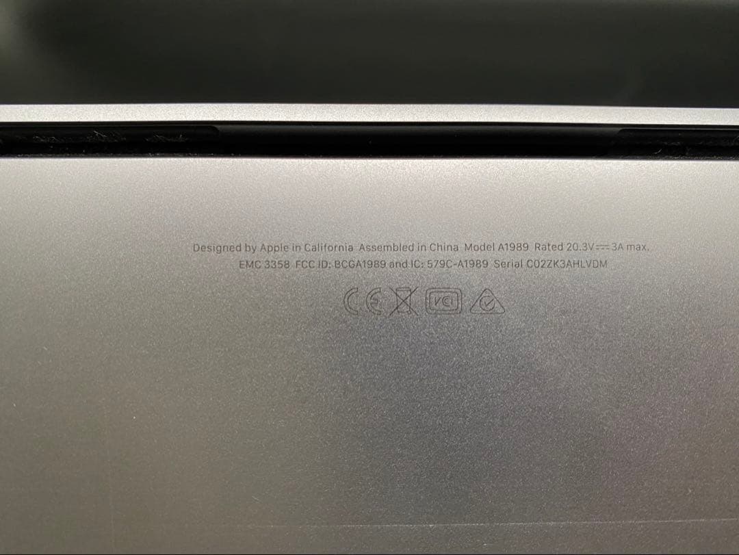 ★Apple MacBook Pro A1989 充放電回数1923