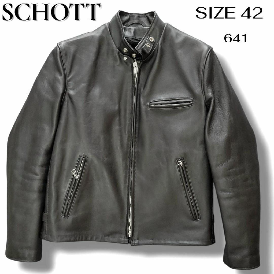 極美品/新型 schott ライダースジャケット　641 本革　黒　米国製　40