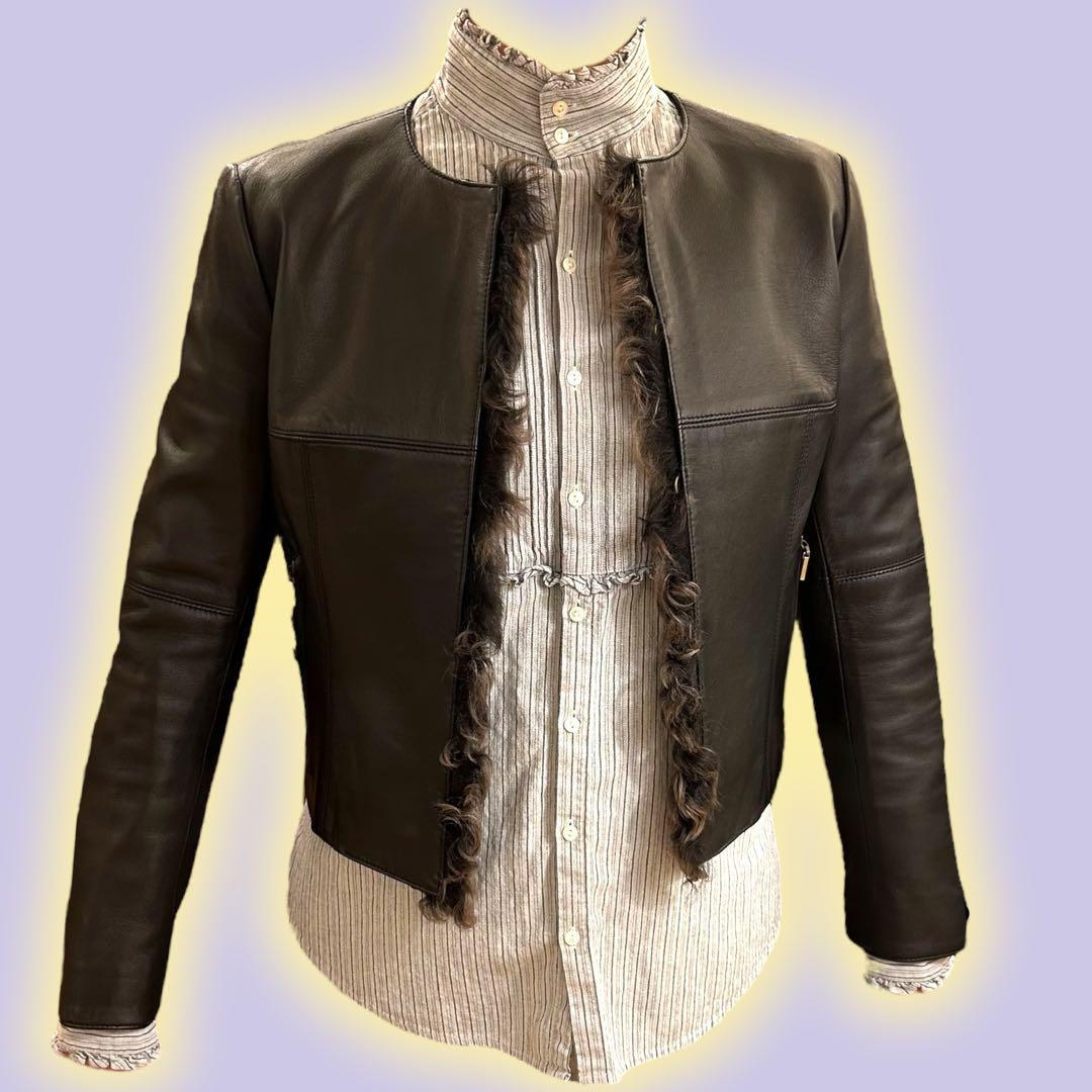 ★未使用★ EPOCA エポカ シングルレザージャケット ラムレザー ラムファー