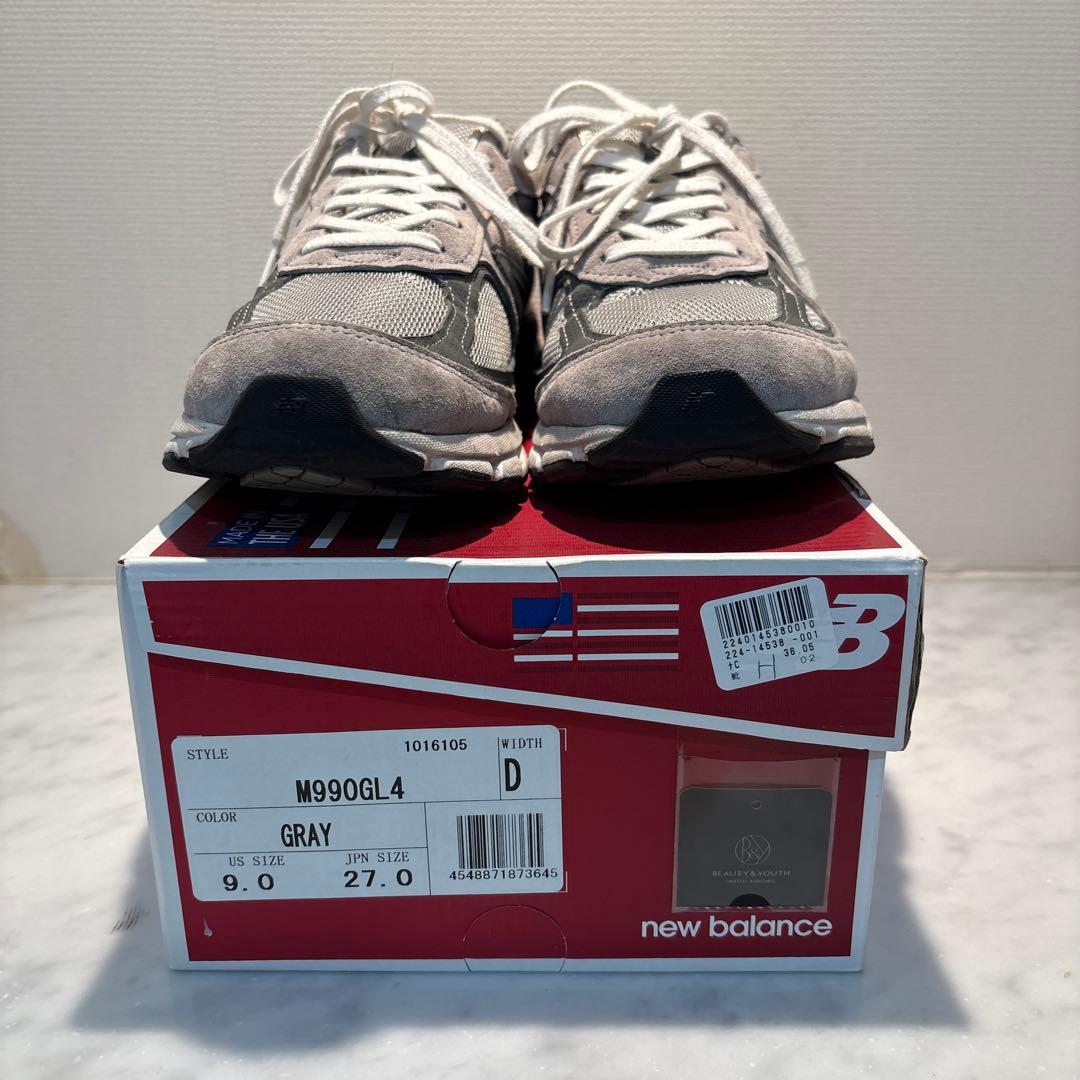 美品　箱付き　ニューバランス　990 V4 グレー　27センチ