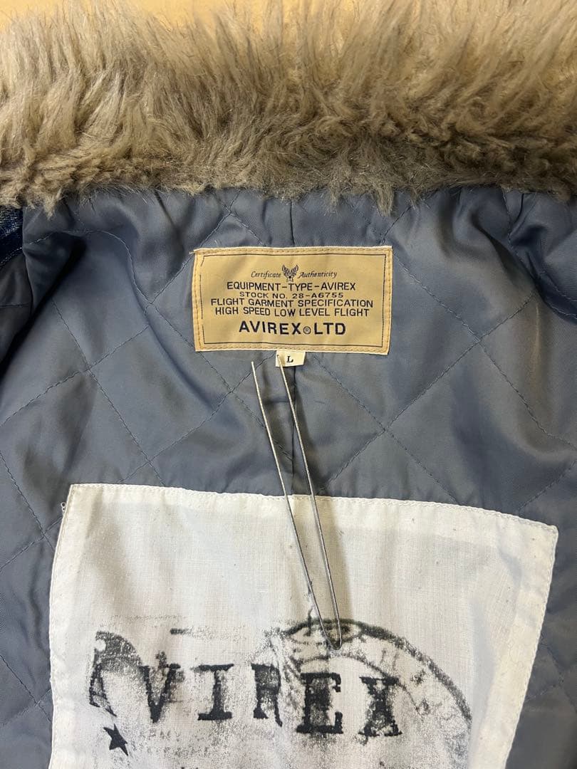 AVIREXアビレックス　Gジャンデニムジャケット　襟袖ボア付き　ヒジテツ様