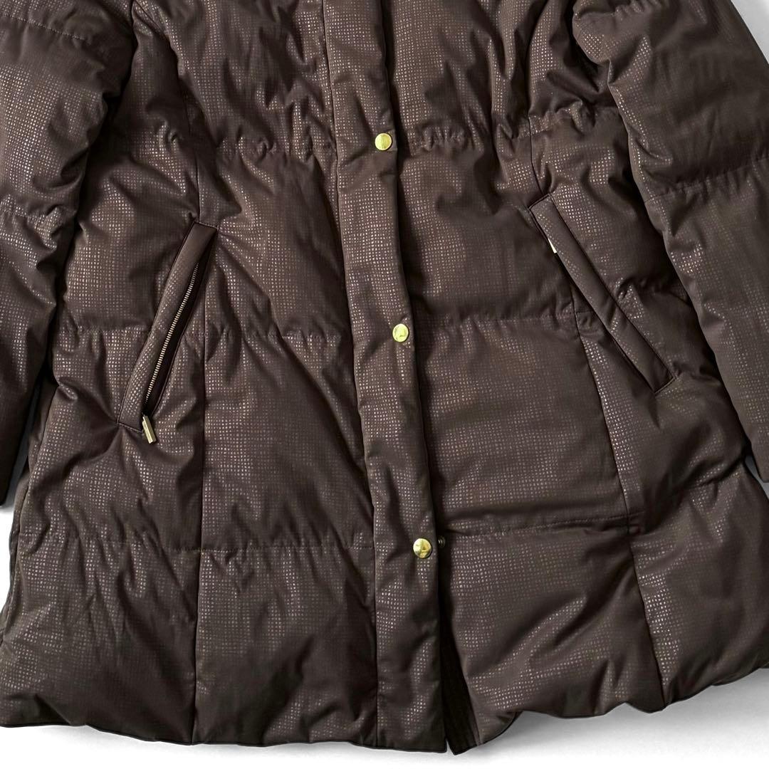 【2XLサイズ】Leilian レリアン ダウンコート ゴールド金具 ブラウン