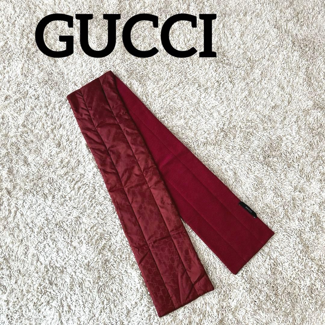 グッチ　GUCCI GG柄　スカーフ　マフラー　ナイロン　ボルドー　S447