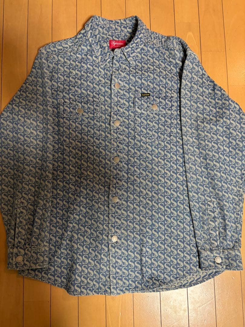 トップス Supreme Monogram Denim Shirts Blue L