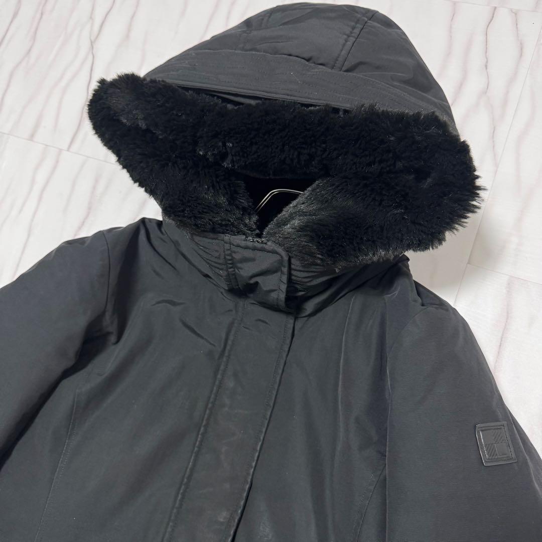 WOOLRICH 現行タグ ボルダー ダウンコート エコファー ロゴ 黒 S