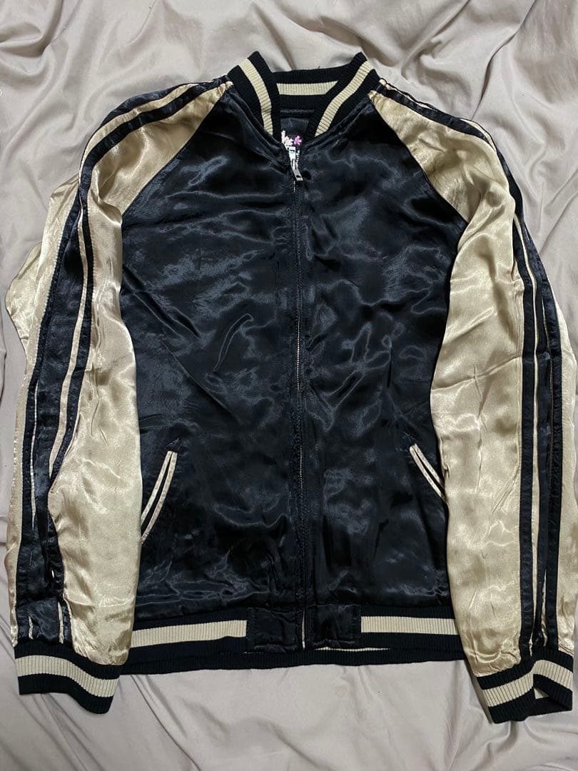 SATORI ２面用 日本限定 虎と桜刺繍 スカジャン レーヨン unisex