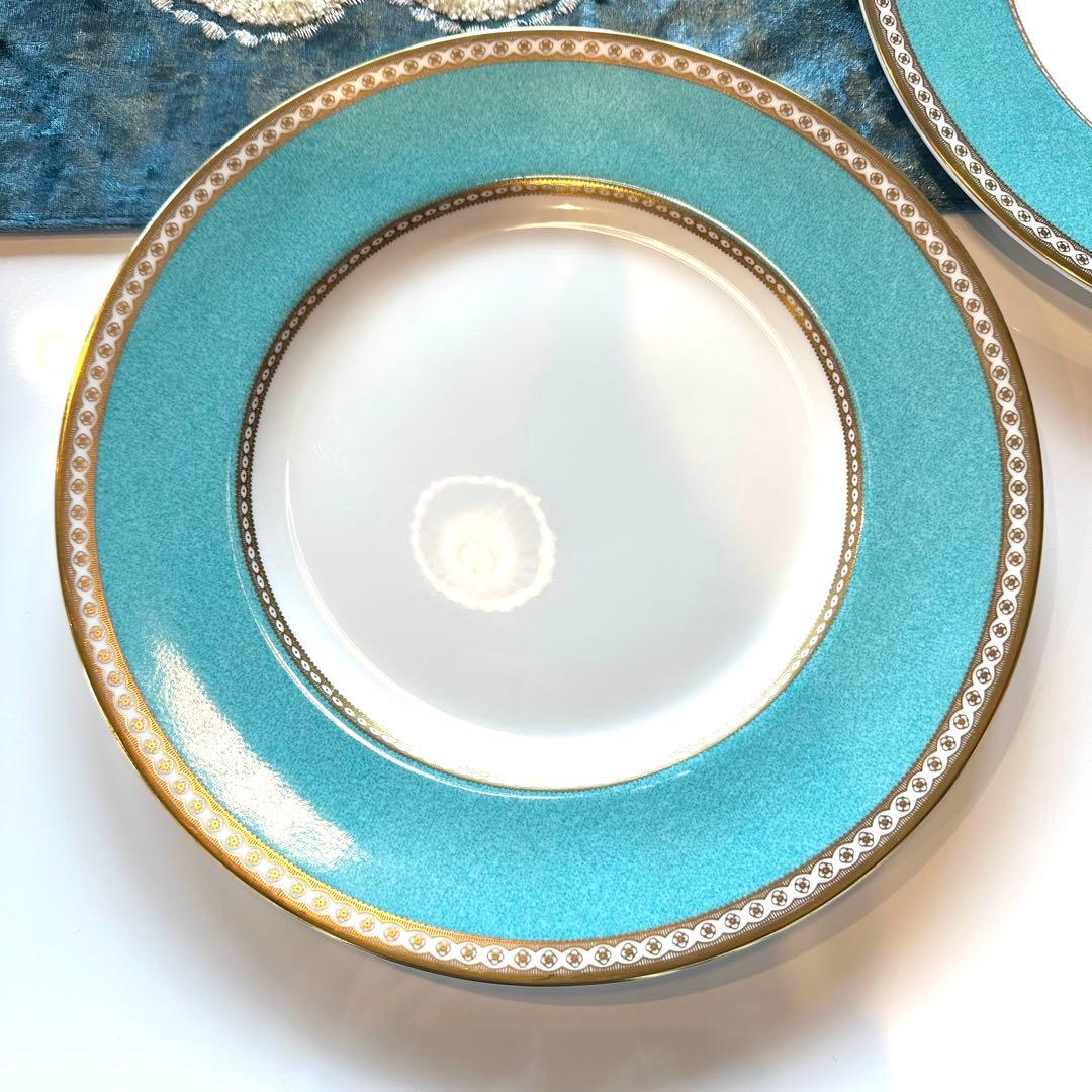 ウェッジウッドユーランダー パウダーターコイズディナー皿27cm磁器2枚セット