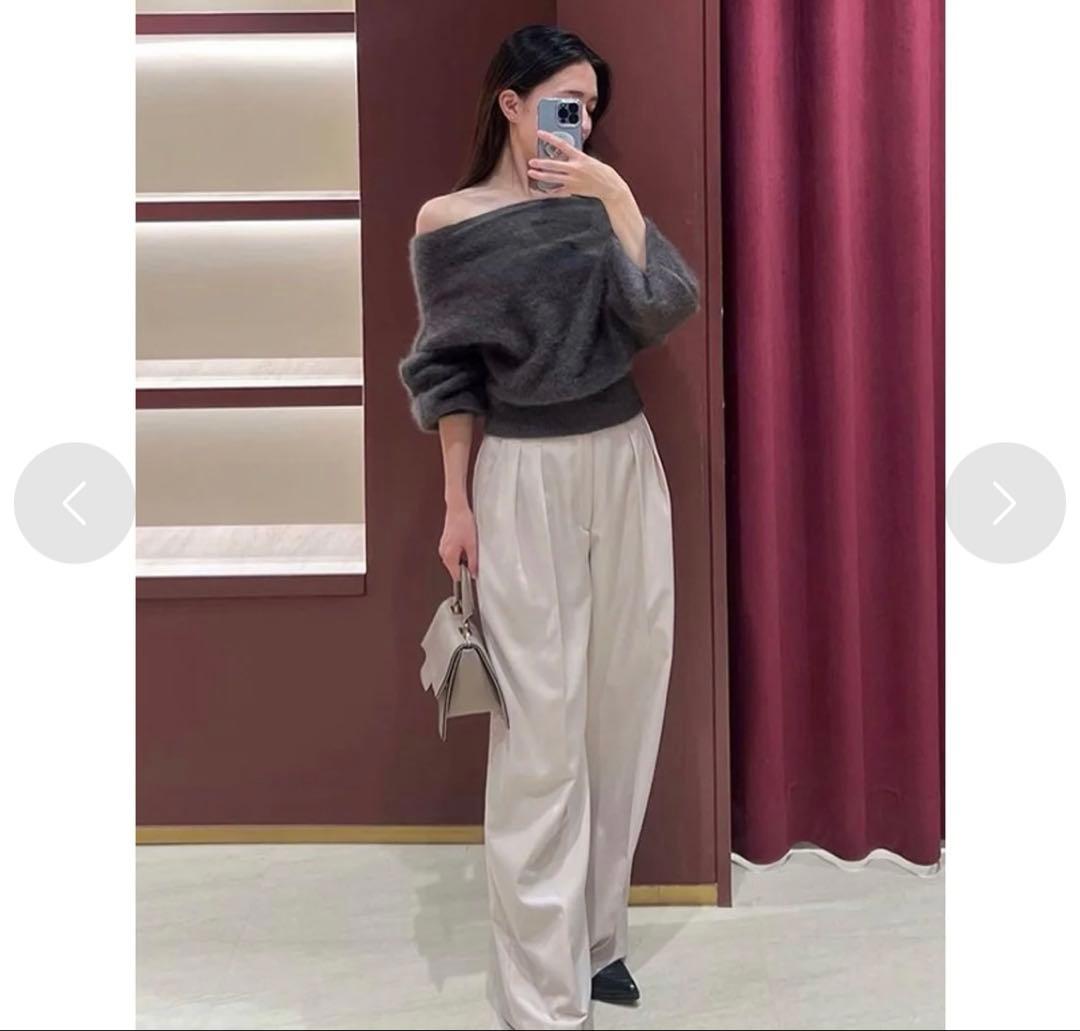 anuans ｜オフショルニットプルオーバーCHARCOALGREY