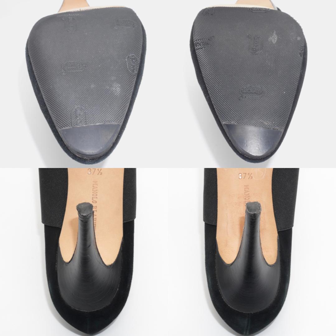 37.5　MANOLO BLAHNIK　マノロブラニク　ブーティー　黒　スエード