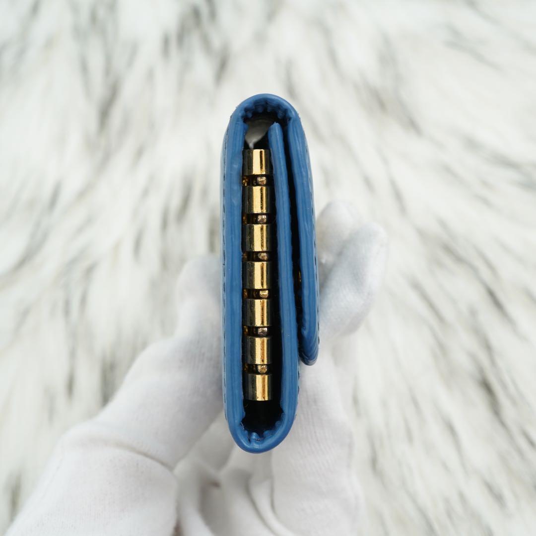 極美品　PRADA プラダ　キーケース　エピ　レザー　メタルロゴ　ブルー系　希少