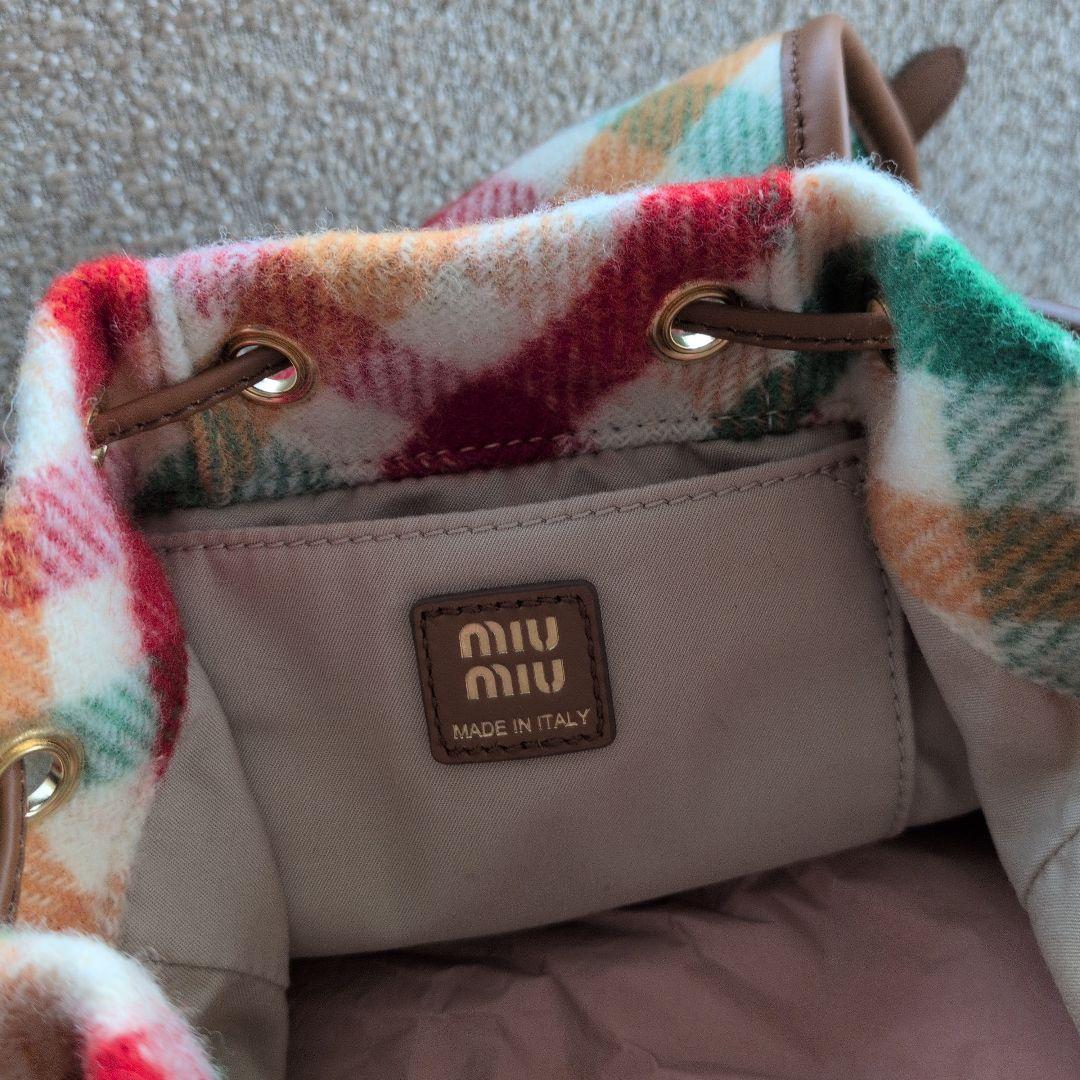 新品同様　ミュウミュウ限定チェック柄バックパック　リュック　ショルダーバッグ