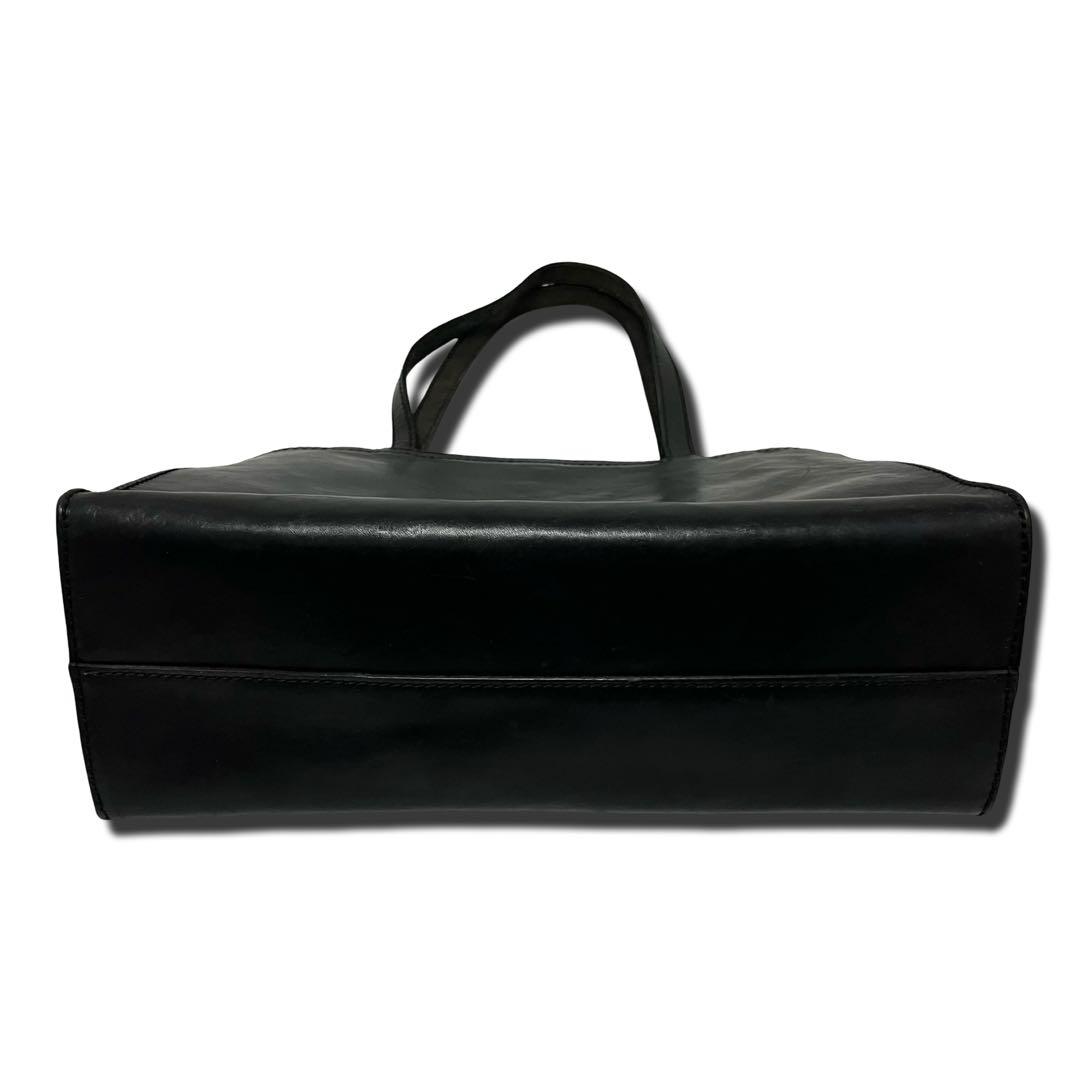 ヘルツ トートバッグ レザー 黒　無地 A4収納 ユニセックス 肩掛け可