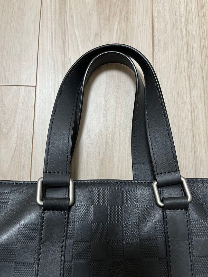 ブラック レザー チェック柄 トートバッグ