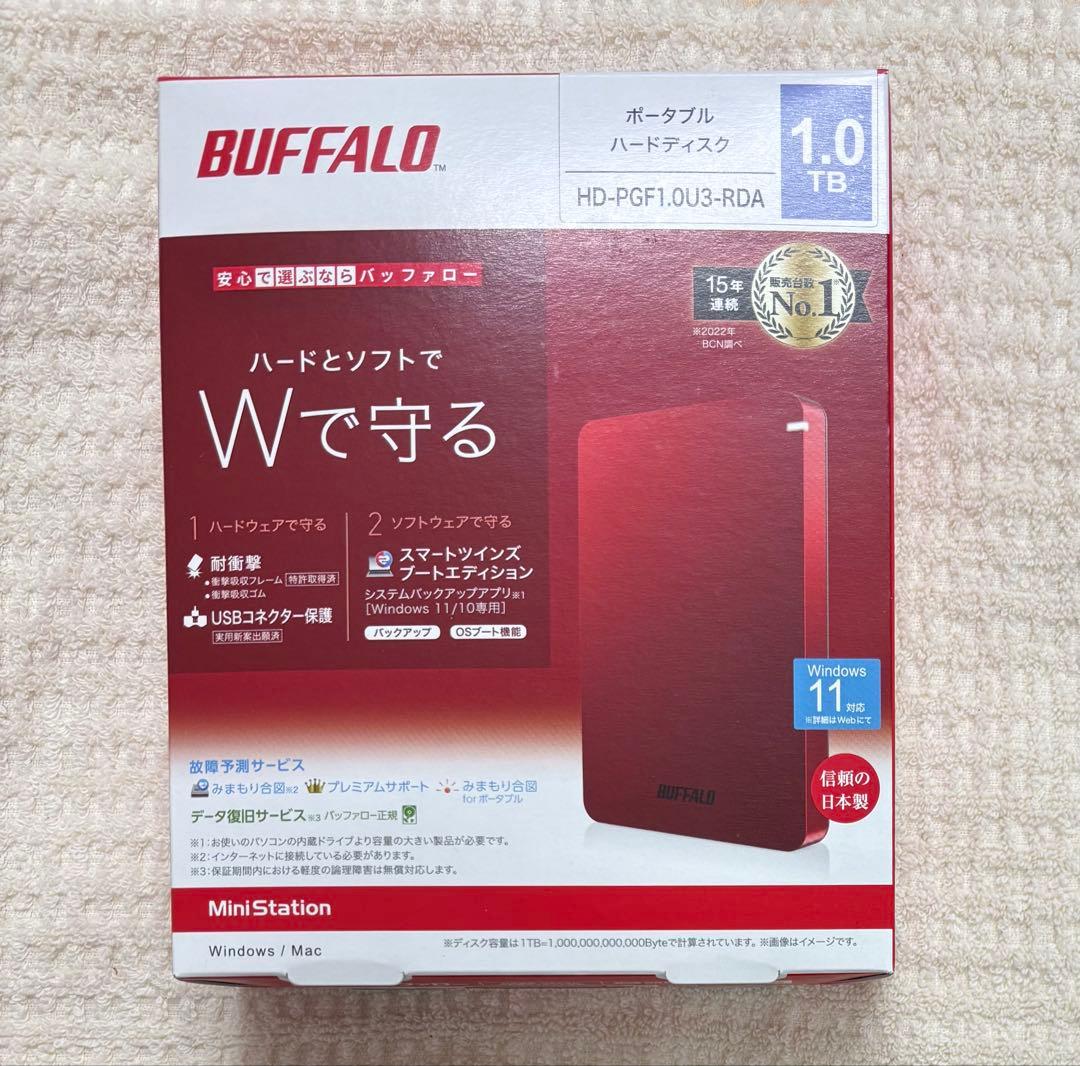 【すずね】バッファロー（BUFFALO）1TBポータブルHD（レッド）