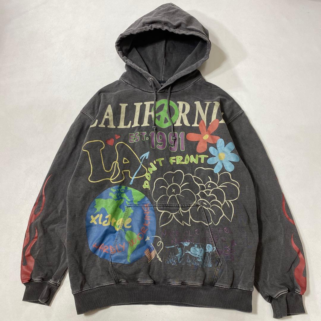 X-LARGE ピグメントダイ ピース フーディ プルオーバー パーカー