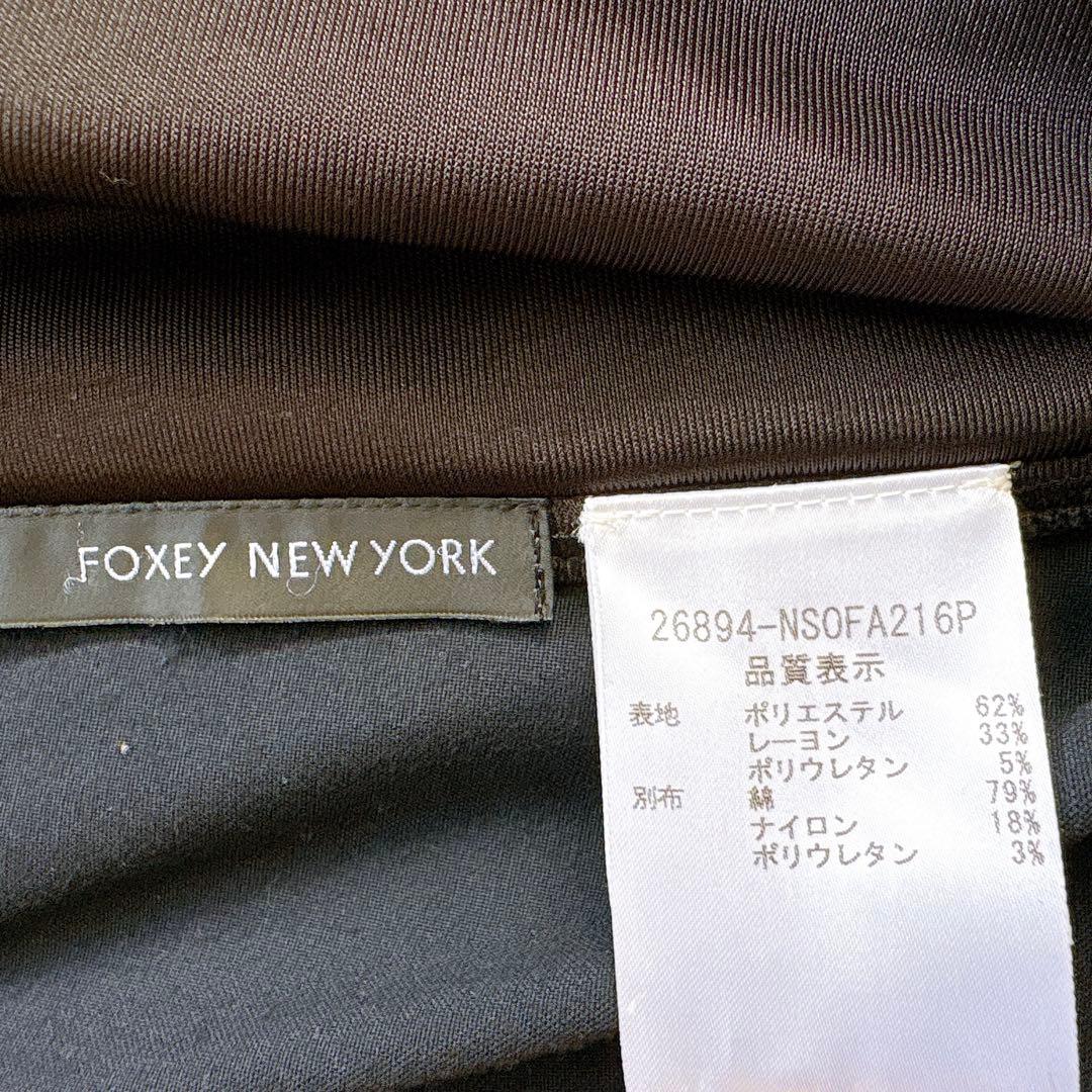 美品✨ フォクシーニューヨーク 付け襟 パフスリーブ ワンピース 濃紺 38