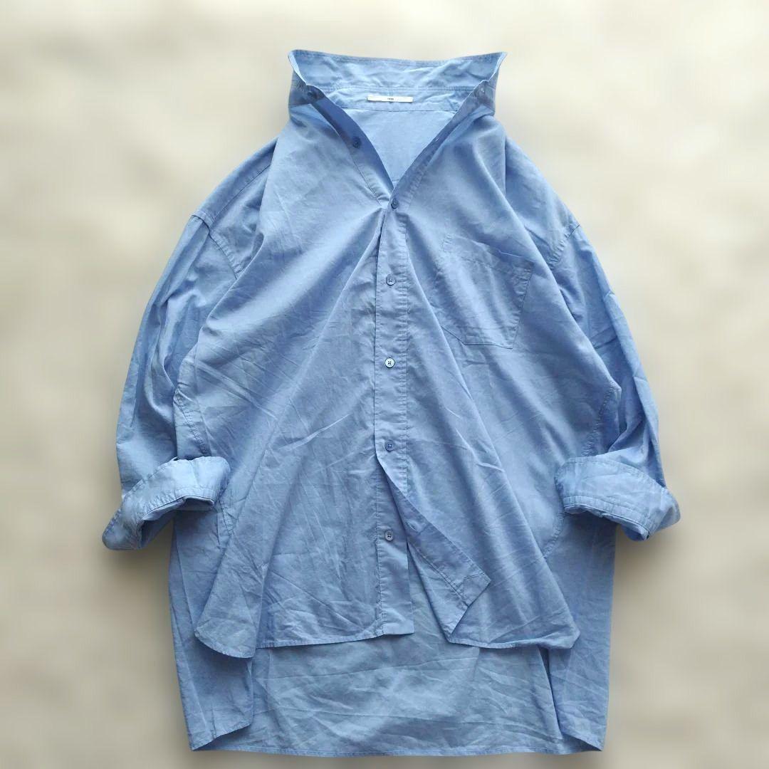 25SS♡美品✨TICCA コットンシルクスクエアビッグシャツ ブルー 洗える