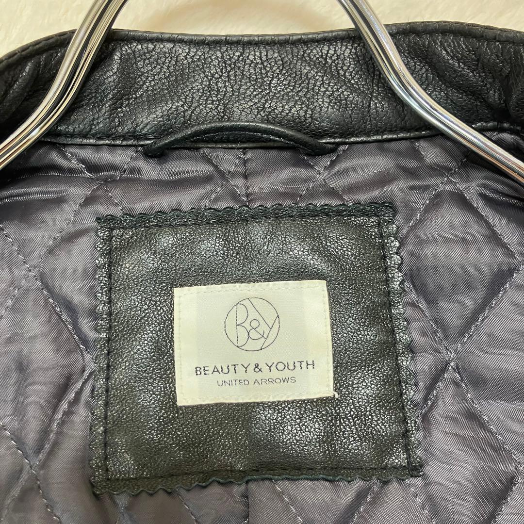 美品✨ユナイテッドアローズ やぎ革 ゴート レザージャケット 裏地キルティング