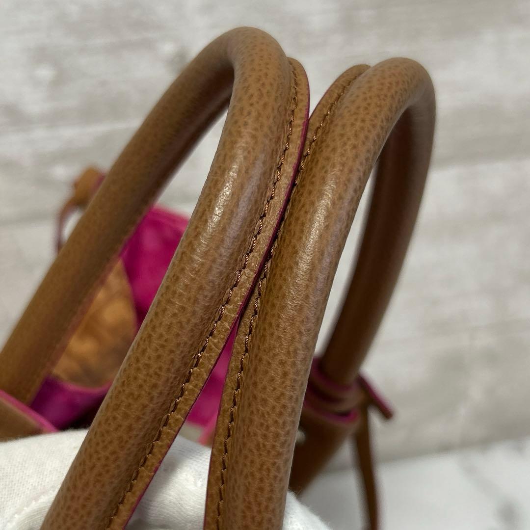 美品　GHERARDINI レザートートバッグ ブラウン　ピンク　リバーシブル