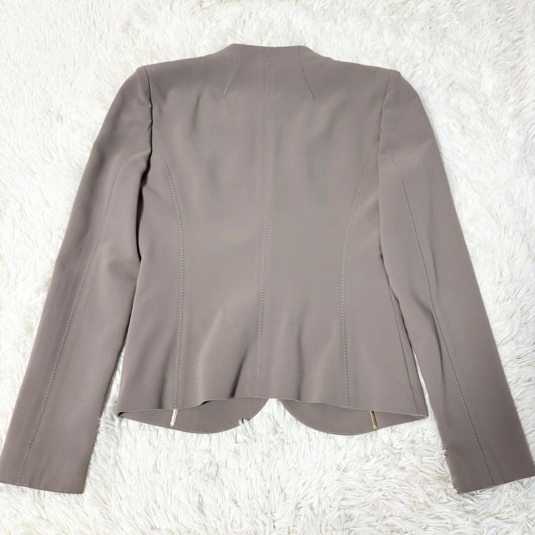 BEIGE, ✨パンツスーツ ノーカラージャケット セットアップ グレージュ 4