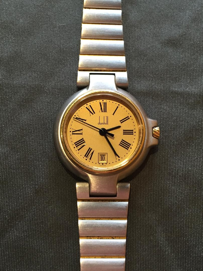 完動美品 dunhill ダンヒル ミレニアム 腕時計 金銀コンビ 電池交換済