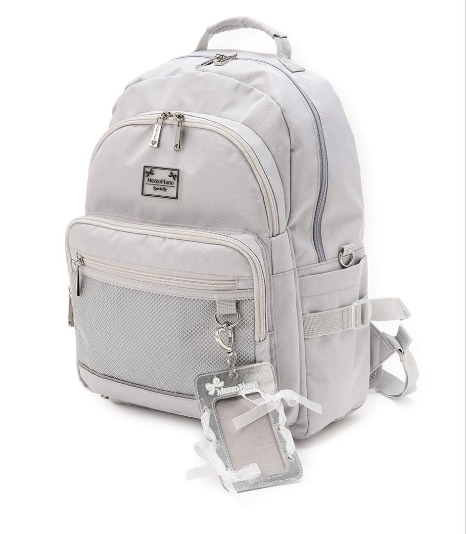 メゾピアノジュニア 【撥水】レースアップリボンカードホルダーつきリュック
