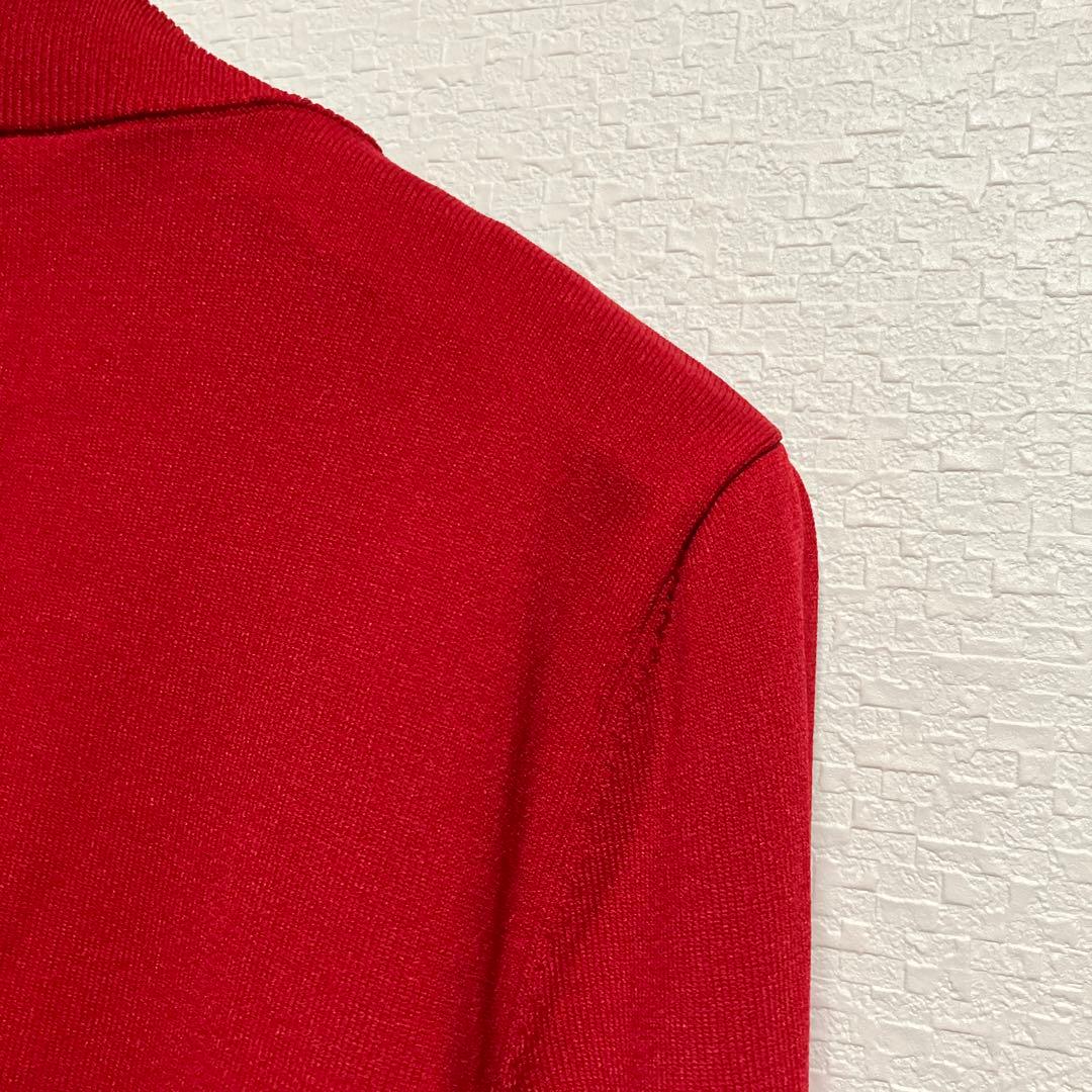 BOUTIQUE MOSCHINOプリーツフリル・リボン付きレッドカーディガン