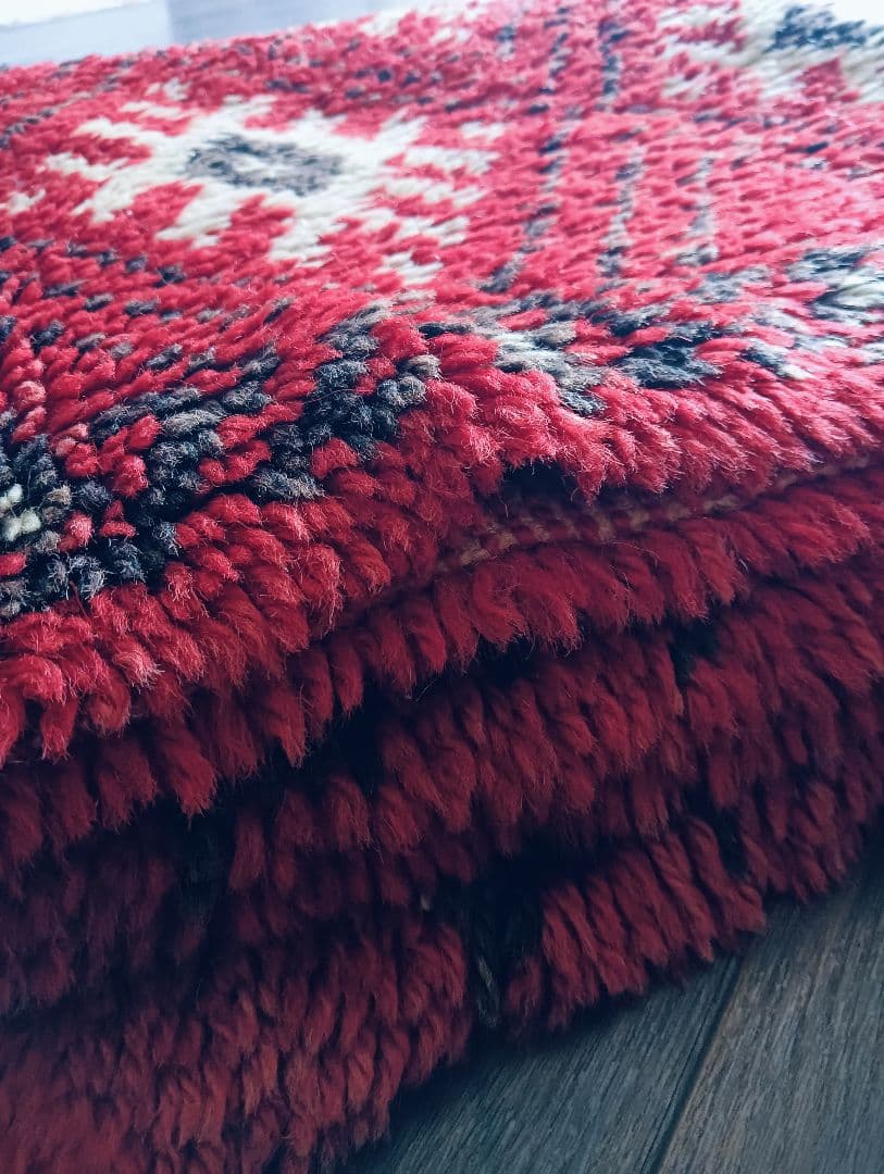 冬用　長毛のブルガリビンテージラグ♪上質ウール　アフガニスタン　トルクメン