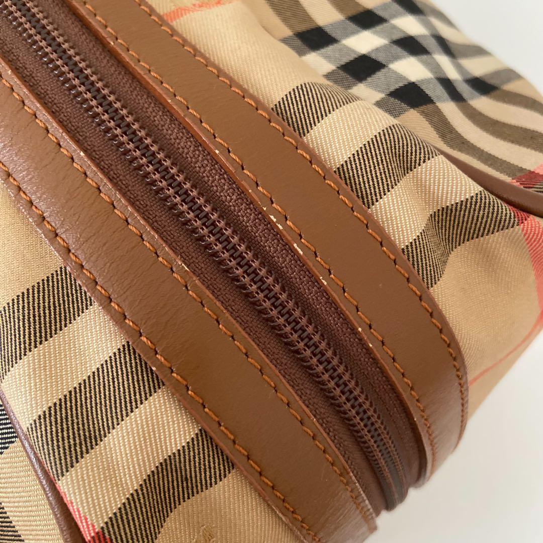 極美品　バーバリー　ボストンバッグ　シャドーホース　ノバチェック　PVC 南京錠