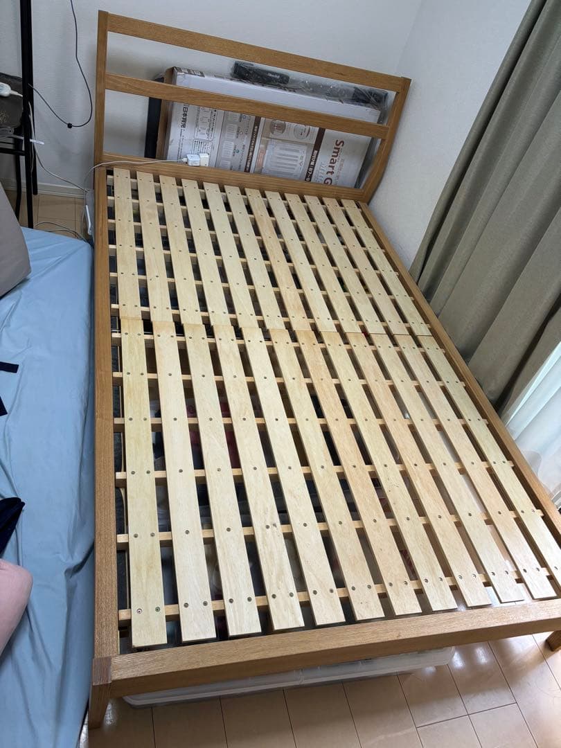 無印良品　セミダブル　ベッド　タモ材