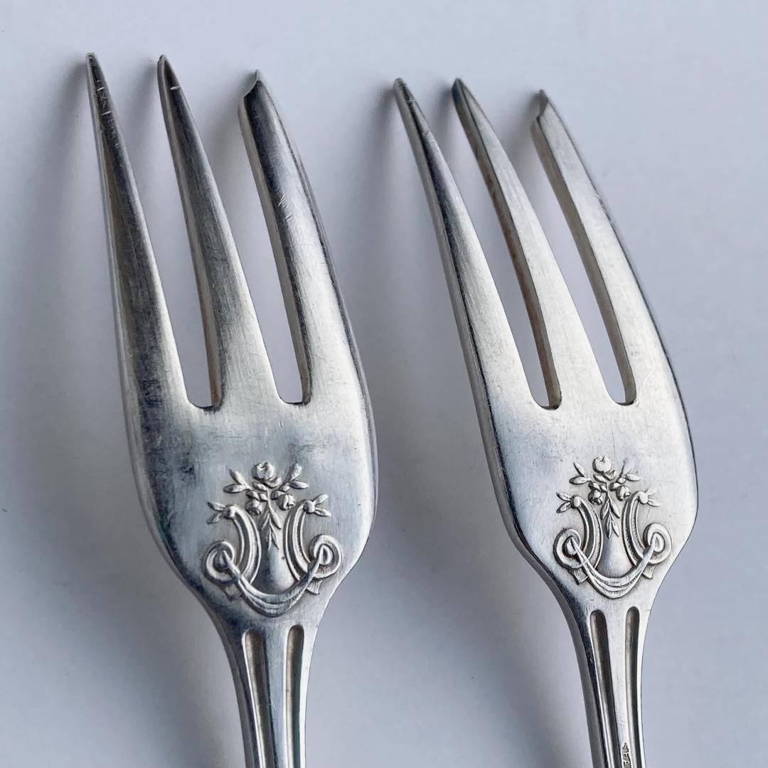 【専用出品】フランスアンティーク＊リボン＆トーチ デザートフォーク 4本