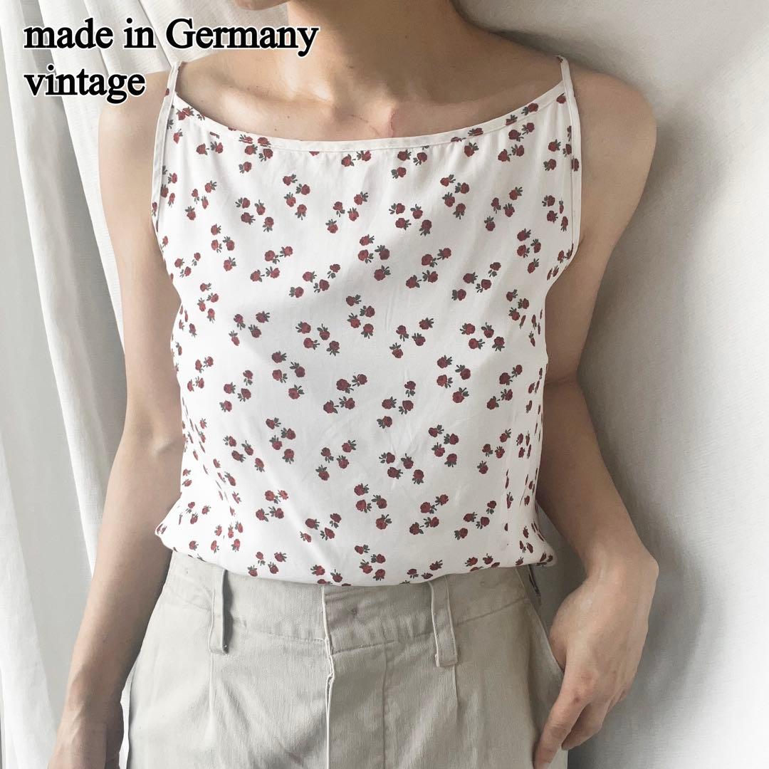 ドイツ製ヴィンテージ ローズ柄キャミソールトップス