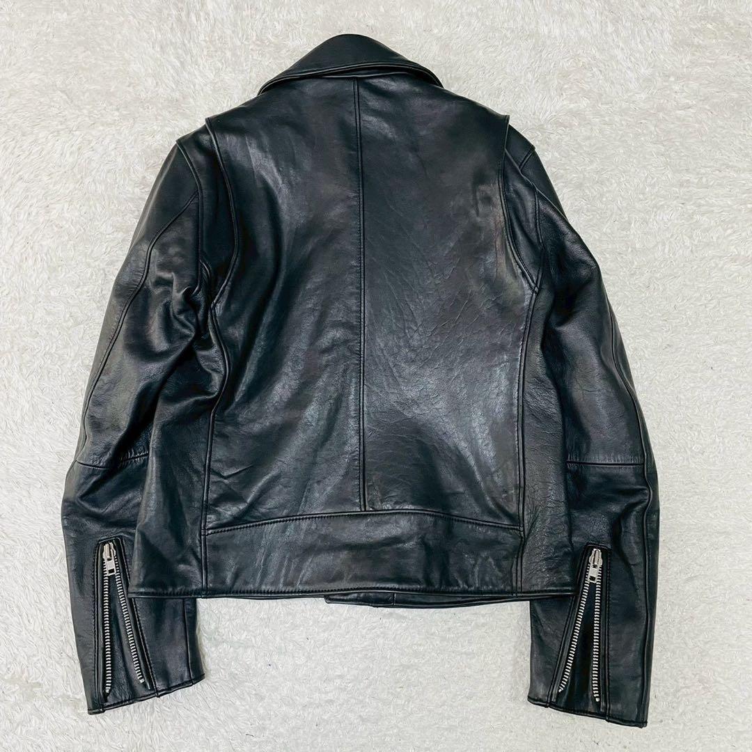 希少XL 美品　ユナイテッドアローズ　ダブルライダースジャケット　ブラック　牛革