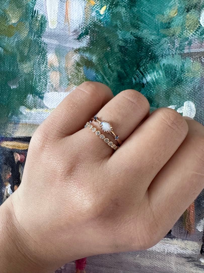 agete アガット　K10 ダイヤモンド　フリルリング　7号　11石