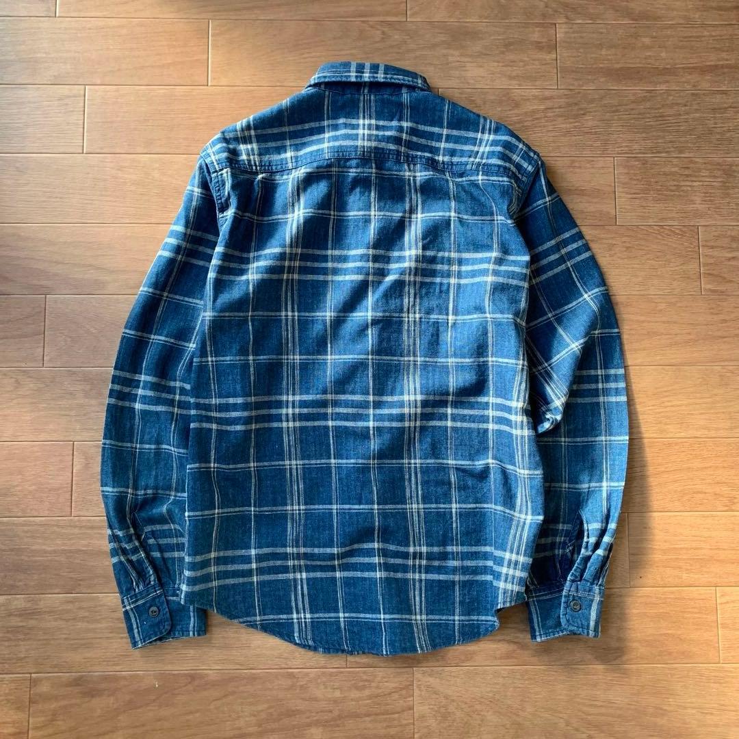 D&S ラルフローレン コットンリネン インディゴ ワークシャツ 猫目ボタン