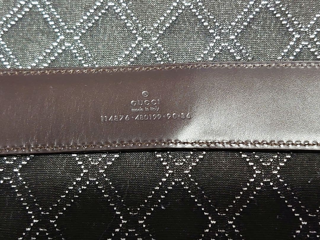 【レア】GUCCI レザーシマベルト インターロッキング ＧＧバックルベルト