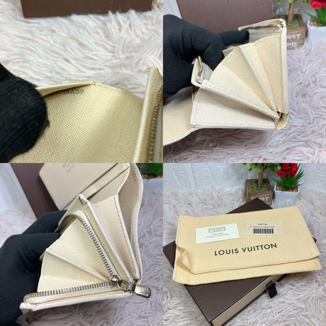 ！美品！ 現行 ルイヴィトン ダミエ アズール ポルトフォイユ トレゾール
