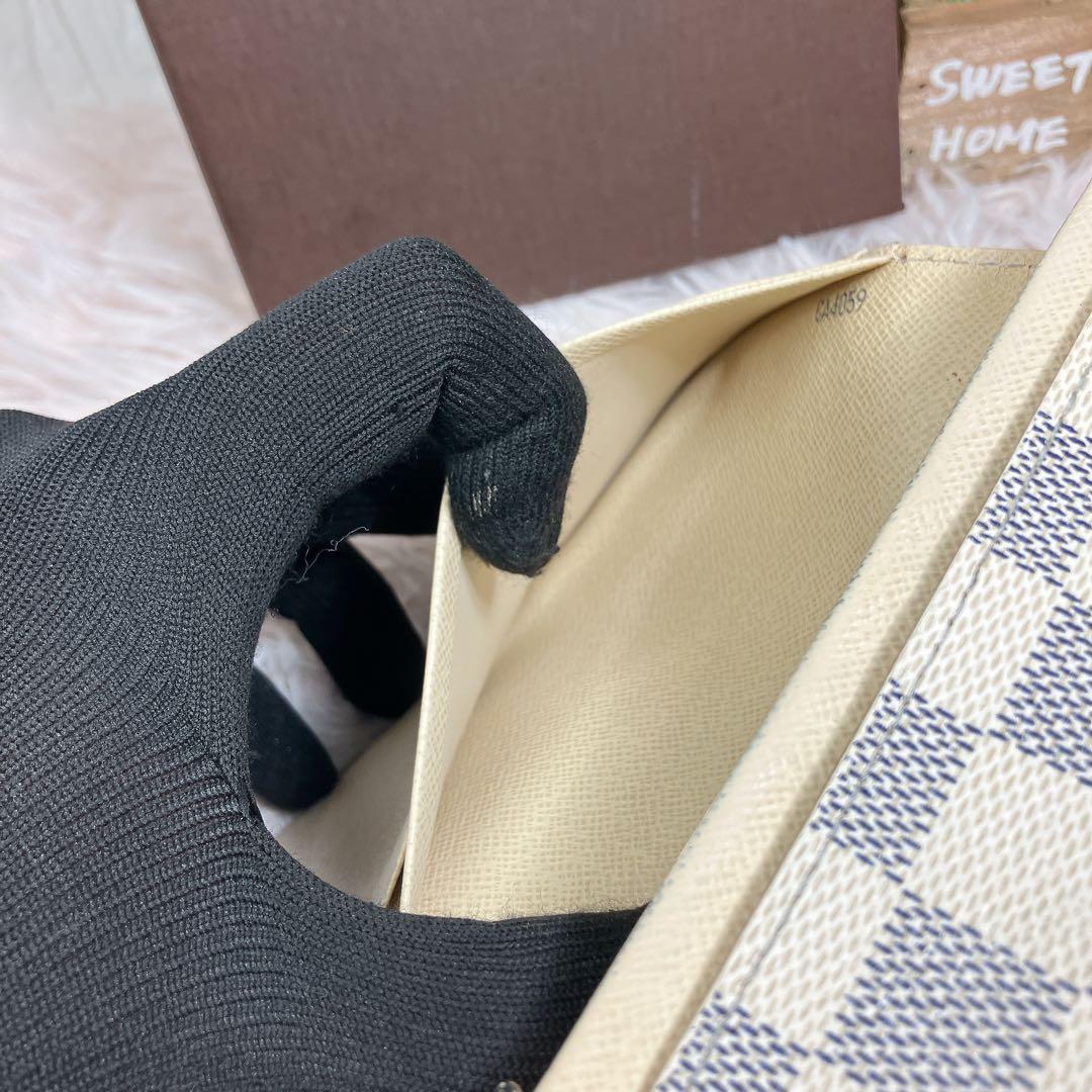 ！美品！ 現行 ルイヴィトン ダミエ アズール ポルトフォイユ トレゾール