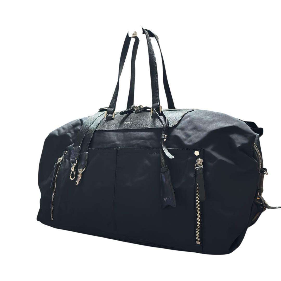 agnesb アニエスベー ナイロン ボストンバッグ 2way 黒 旅行 軽量