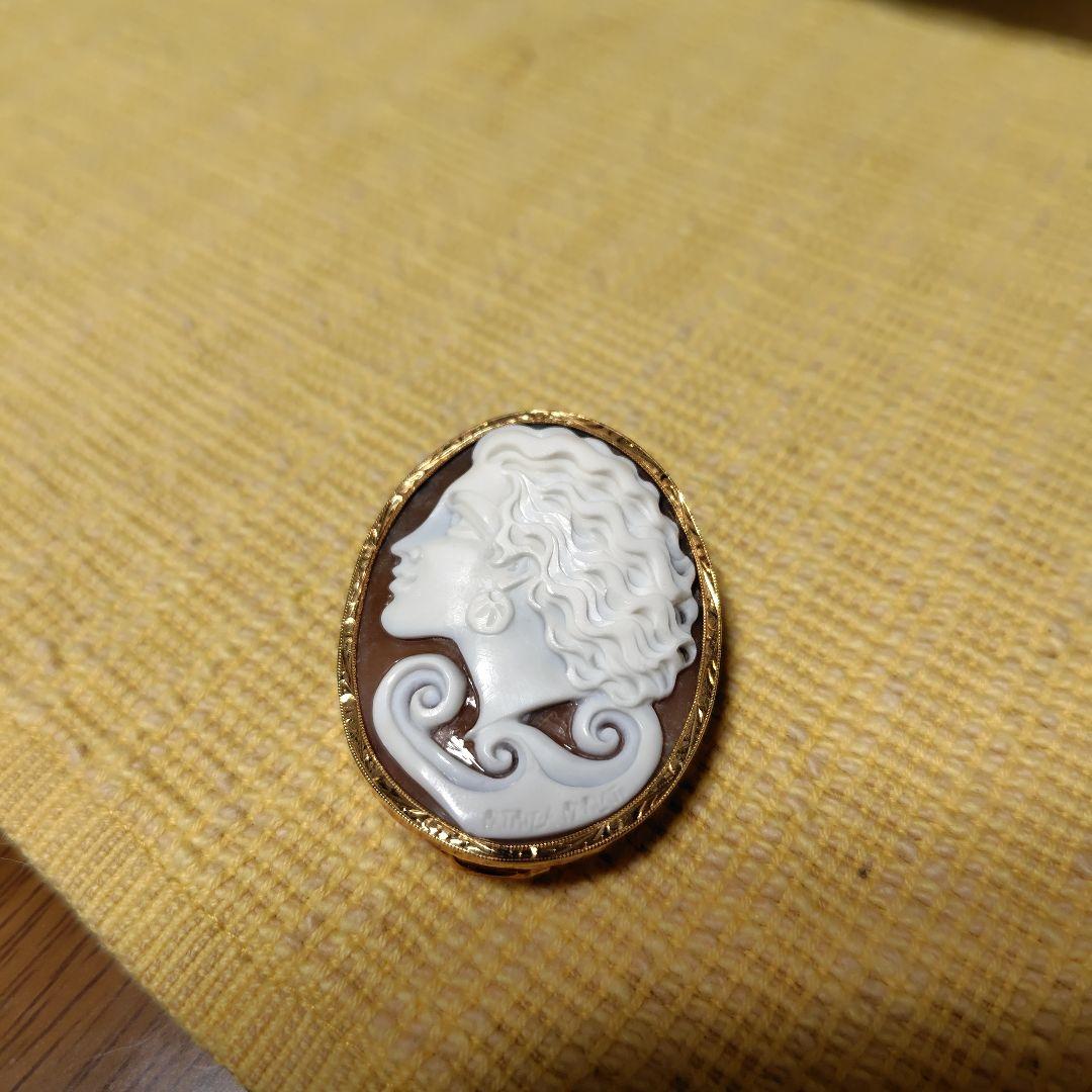 K18枠　カメオ　パトリシア　 ブローチ 女性の横顔