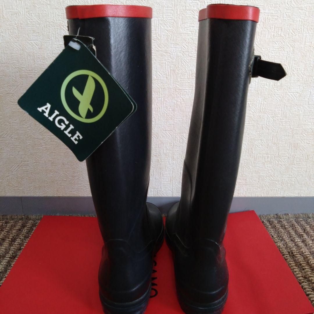 AIGLE マリーン/レッド ロングブーツ 新品タグ付き　フランス製