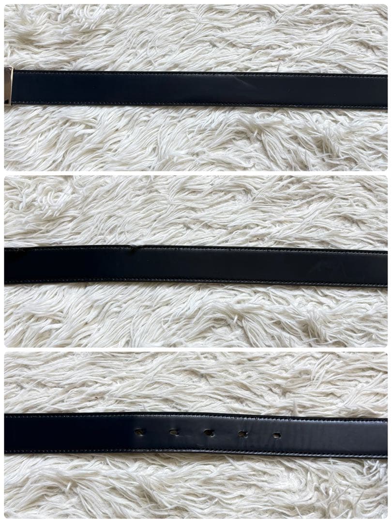 美品　DIOR リバーシブル　ネイビー　ブラック　レザー 回転式ベルト　イタリア